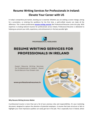 Resume Writing Services for Professionals in Ireland