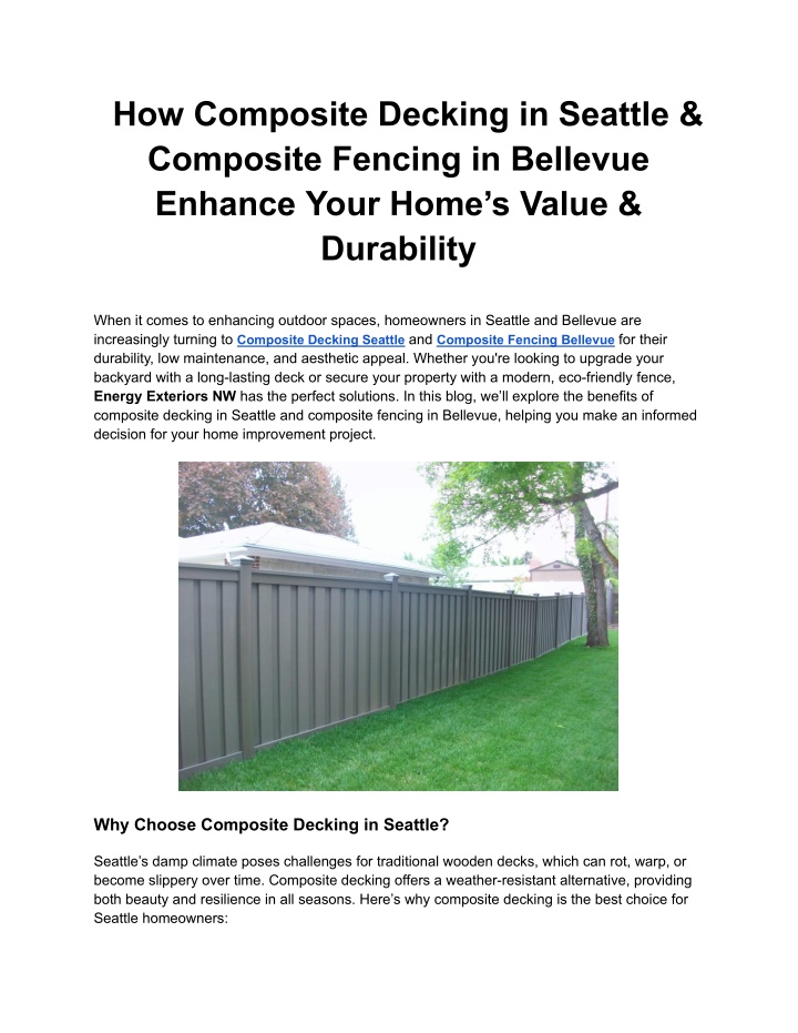 how composite decking in seattle composite