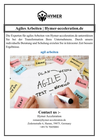 Agiles Arbeiten | Hymer-acceleration.de