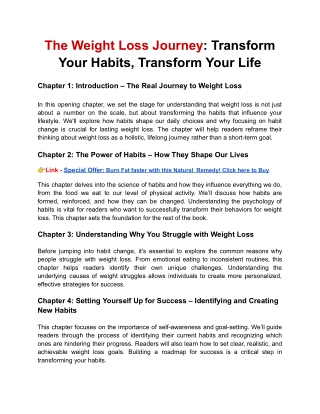 The Weight Loss Journey: Transform Your Habits, Transform Your Life