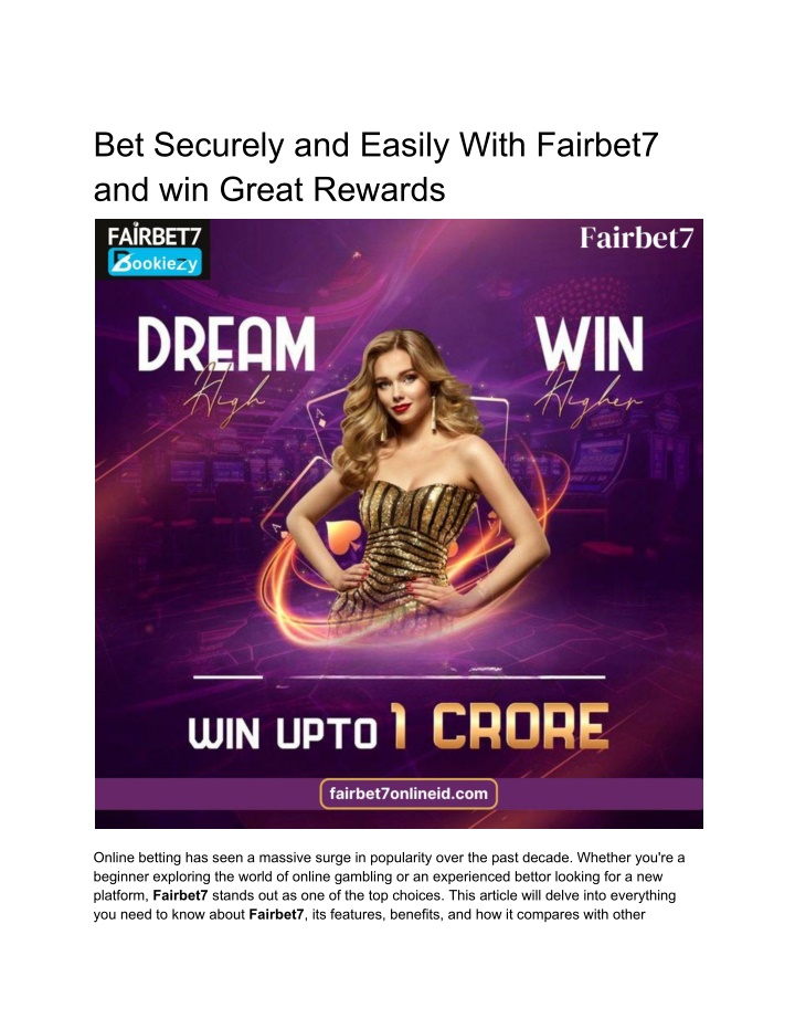 bet securely and easily with fairbet7