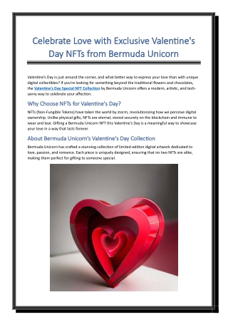 Celebrate Love with Exclusive Valentines Day NFTs from the Bermuda Unicorn