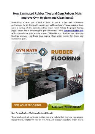 How Laminated Rubber Tiles and Gym Rubber Rolls Improve Gym Hygiene and Cleanlin