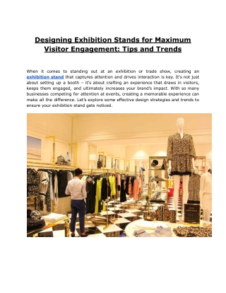 Designing Exhibition Stands for Maximum Visitor Engagement_ Tips and Trends