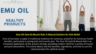 Emu Oil Joint & Muscle Rub: A Natural Solution for Pain Relief