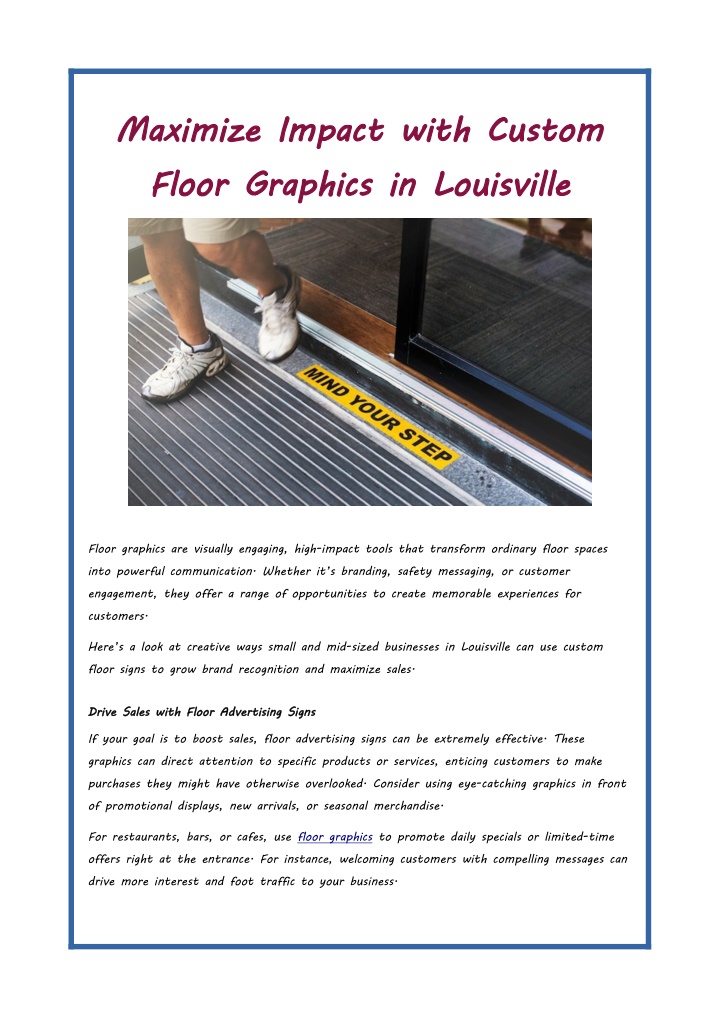 maximize impact with custom floor graphics