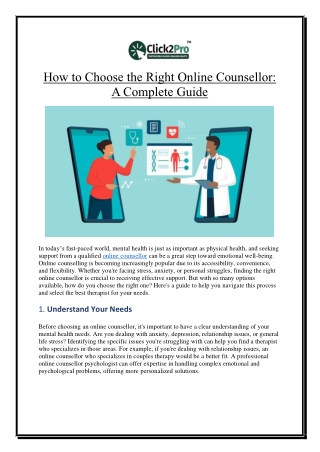 how to choose the right online counsellor