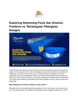 Exploring Swimming Pools San Antonio- Rectangular vs. Freeform Fiberglass Designs