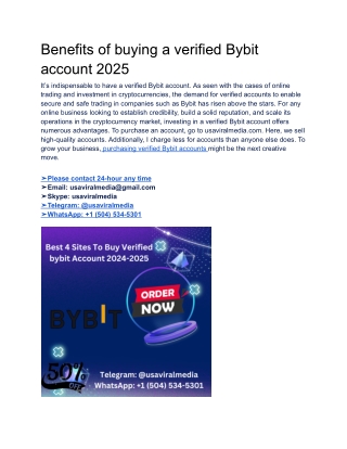How to Buy Verified Bybit Account in Online