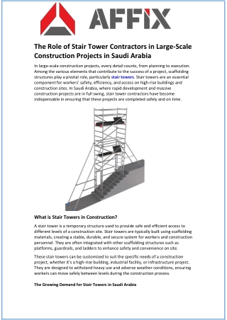 The Role of Stair Tower Contractors in Large-Scale Construction Projects Saudi
