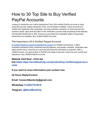 How to 30 Top Site to Buy Verified PayPal Accounts
