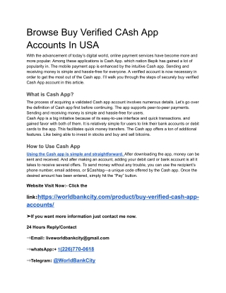 Browse Buy Verified CAsh App Accounts In USA