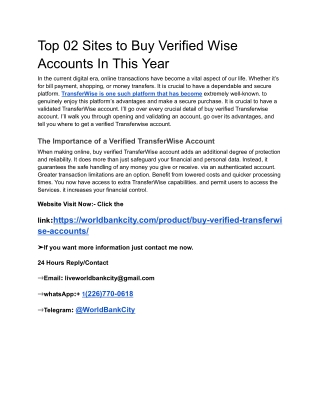 top 02 sites to buy verified wise accounts