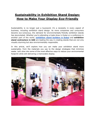Sustainability in Exhibition Stand Design_ How to Make Your Display Eco-Friendly