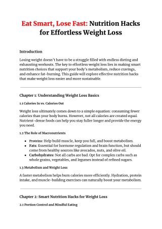 Eat Smart, Lose Fast Nutrition Hacks for Effortless Weight Loss