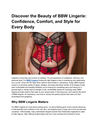 Discover the Beauty of BBW Lingerie_ Confidence, Comfort, and Style for Every Body