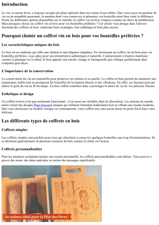 Pourquoi choisir un coffret vin en bois pour vos bouteilles préférées ?