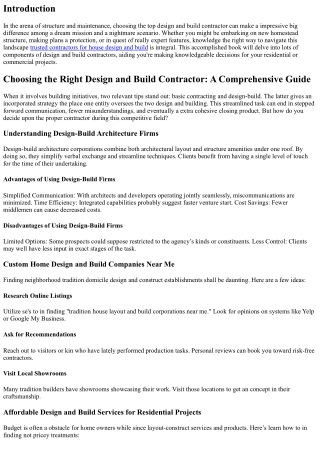 Choosing the Right Design and Build Contractor: A Comprehensive Guide