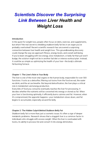 Scientists Discover the Surprising Link Between Liver Health and Weight Loss