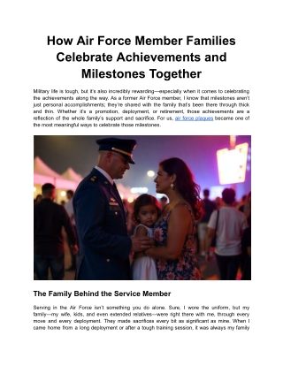 How Air Force Member Families Celebrate Achievements and Milestones Together