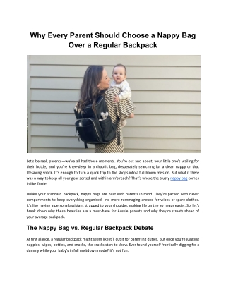 why every parent should choose a nappy bag over