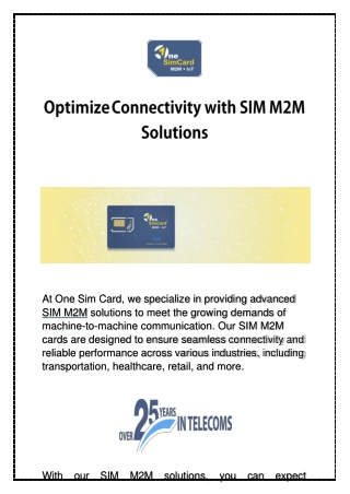 Optimize Connectivity with SIM M2M Solutions