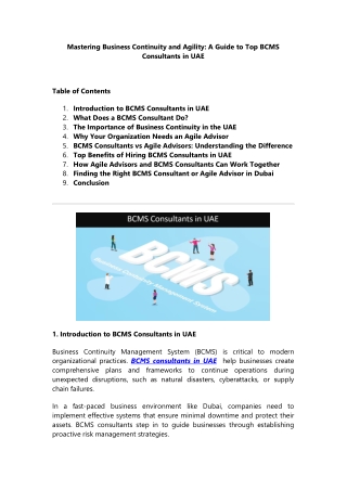 A Guide to Top BCMS Consultants in UAE