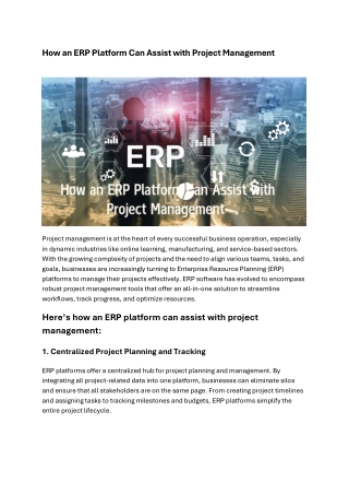 how an erp platform can assist with project