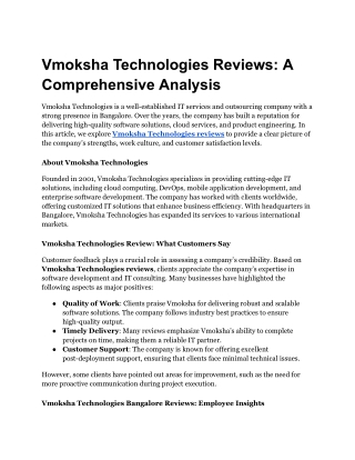 Vmoksha Technologies Reviews_ A Comprehensive Analysis