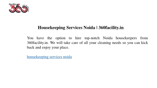 housekeeping services noida 360facility in