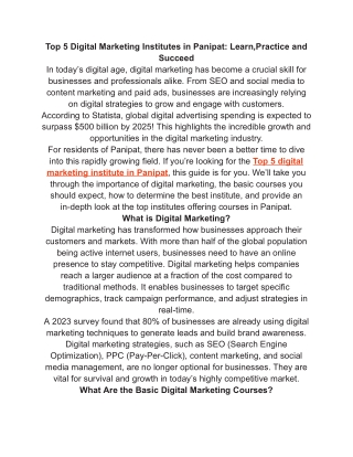 Digital Marketing Institutes in Panipat