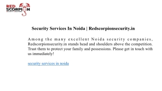 Security Services In Noida | Redscorpionsecurity.in