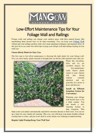 low low effort maintenance tips for your effort