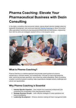 Pharma Coaching_ Elevate Your Pharmaceutical Business with Dezin Consulting