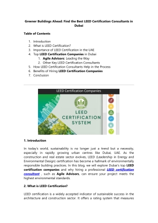 Find the Best LEED Certification Consultants in Dubai