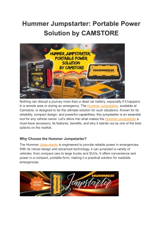 hummer jumpstarter portable power solution