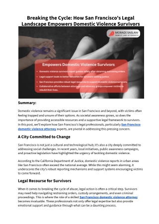 Breaking the Cycle How San Francisco's Legal Landscape Empowers Domestic Violence Survivors