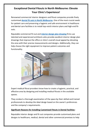 Exceptional Dental Fitouts in North Melbourne Elevate Your Clinic's Experience