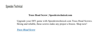 Truss Head Screw | Speedextechnical.com