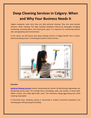 Deep Cleaning Services in Calgary: When and Why Your Business Needs It