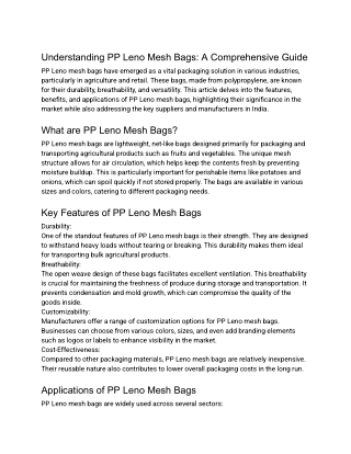 understanding pp leno mesh bags a comprehensive