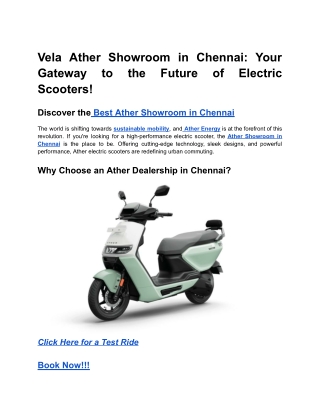 Vela Ather Showroom in Chennai_ Your Gateway to the Future of Electric Scooters!