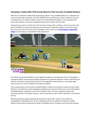 champions trophy 2025 pcb unveils moat for pitch