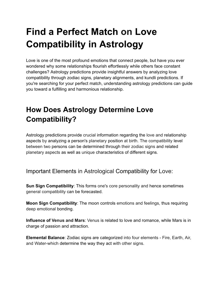 find a perfect match on love compatibility