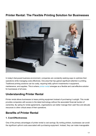 Printer Rental The Flexible Printing Solution for Businesses