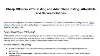 cheap offshore vps hosting and adult web hosting affordable and secure solutions