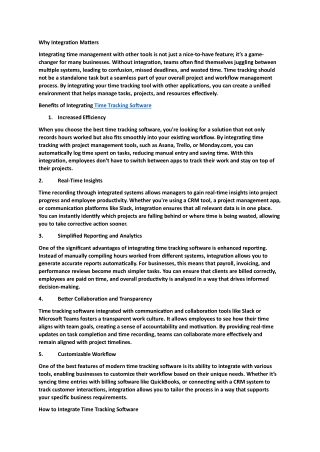 Integrating Time Tracking Software with Other Tools for Seamless Workflow Manage