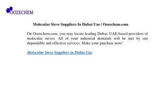 Molecular Sieve Suppliers In Dubai Uae | Oozechem.com