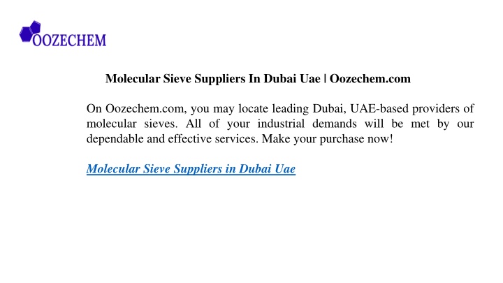 molecular sieve suppliers in dubai uae oozechem