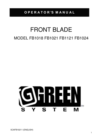 John Deere FB1018 FB1021 FB1121 FB1024 Front Blade Operator’s Manual Instant Download (Publication No.5CAFB10211)